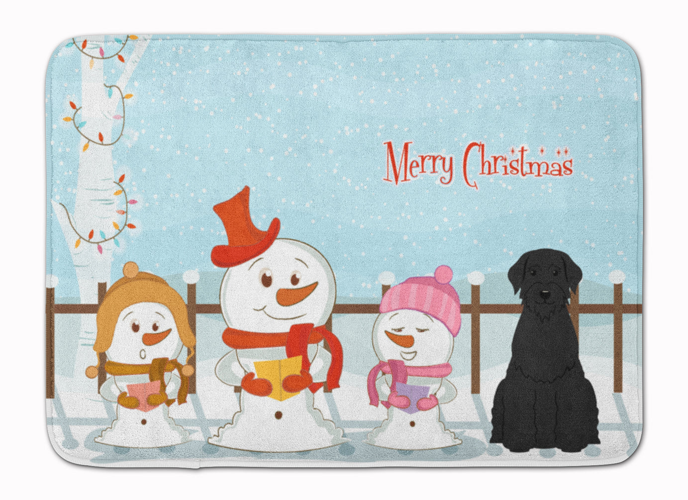 Merry Christmas Carolers Giant Schnauzer Memory Foam Kitchen Mat Machine Washable Anti-Fatigue Cushion Comfort Bath or Kitchen Rug