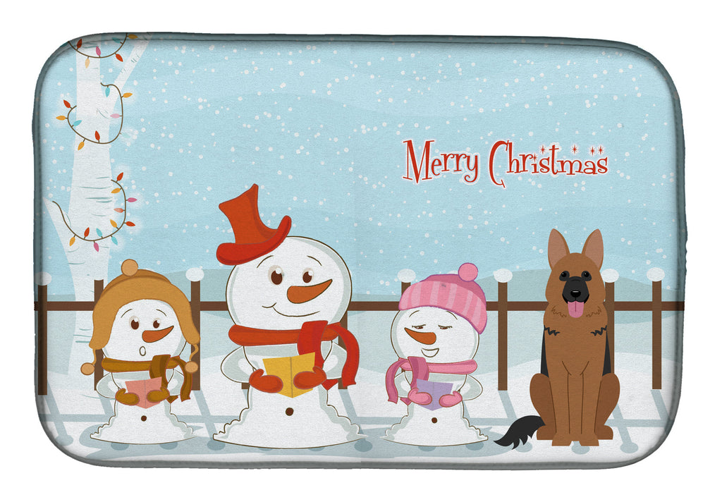 Merry Christmas Carolers German Shepherd Dish Drying Mat Absorbent Dish Drying Mat Pad for Kitchen Counter Dish Drainer Mat for Countertop, 14 x 21", Multicolor