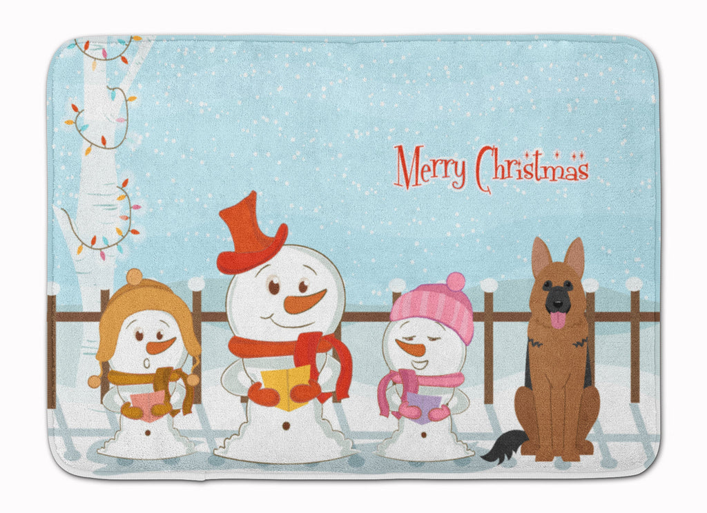 Merry Christmas Carolers German Shepherd Memory Foam Kitchen Mat Machine Washable Anti-Fatigue Cushion Comfort Bath or Kitchen Rug