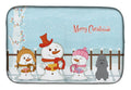 Merry Christmas Carolers Poodle Silver Dish Drying Mat Absorbent Dish Drying Mat Pad for Kitchen Counter Dish Drainer Mat for Countertop, 14 x 21", Multicolor