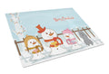 Merry Christmas Carolers Poodle Silver Cutting Board Tempered Glass Kitchen Cutting Surface, Heat Resistant Chopping, Non-Slip Feet, Food Prep & Serving