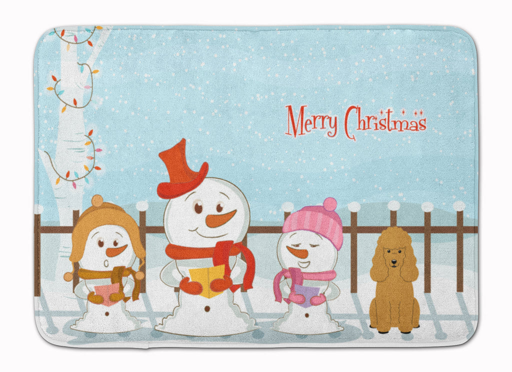 Merry Christmas Carolers Poodle Tan Memory Foam Kitchen Mat Machine Washable Anti-Fatigue Cushion Comfort Bath or Kitchen Rug