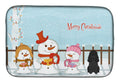 Merry Christmas Carolers Poodle Black Dish Drying Mat Absorbent Dish Drying Mat Pad for Kitchen Counter Dish Drainer Mat for Countertop, 14 x 21", Multicolor