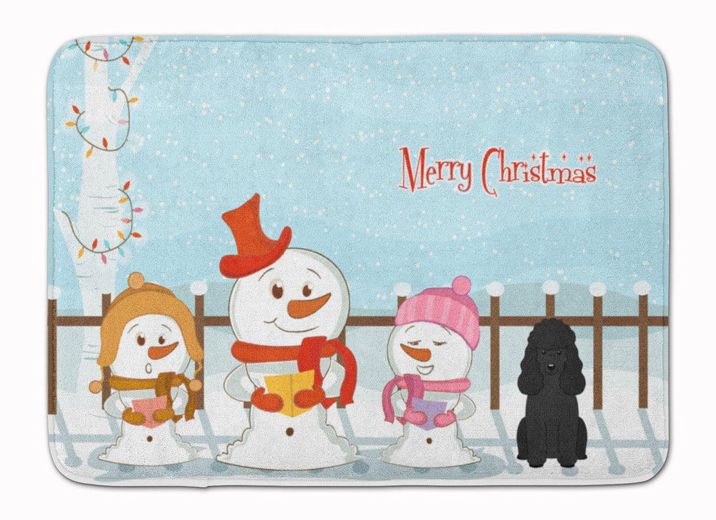 Merry Christmas Carolers Poodle Black Memory Foam Kitchen Mat Machine Washable Anti-Fatigue Cushion Comfort Bath or Kitchen Rug