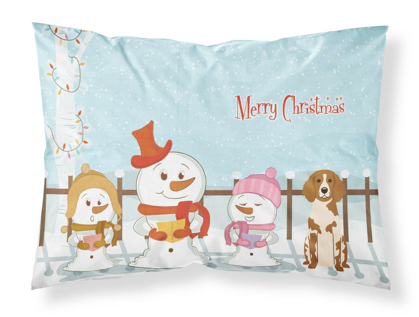 Merry Christmas Carolers Brittany Spaniel Standard Pillowcase Lightweight Super Soft Easy Care Decorative Artwork Pillowcase, Standard
