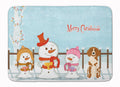 Merry Christmas Carolers Brittany Spaniel Memory Foam Kitchen Mat Machine Washable Anti-Fatigue Cushion Comfort Bath or Kitchen Rug