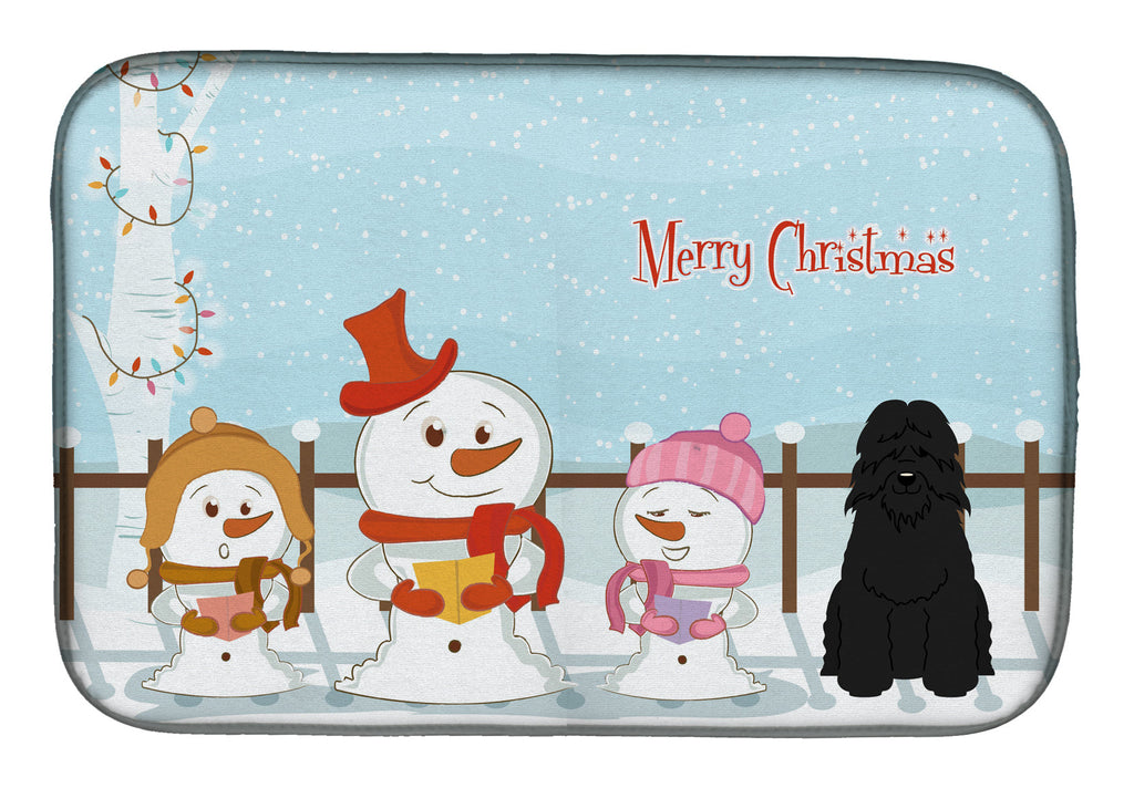 Merry Christmas Carolers Bouvier des Flandres Dish Drying Mat Absorbent Dish Drying Mat Pad for Kitchen Counter Dish Drainer Mat for Countertop, 14 x 21", Multicolor