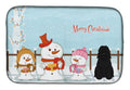 Merry Christmas Carolers Bouvier des Flandres Dish Drying Mat Absorbent Dish Drying Mat Pad for Kitchen Counter Dish Drainer Mat for Countertop, 14 x 21", Multicolor