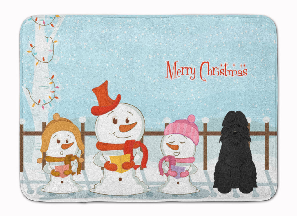 Merry Christmas Carolers Bouvier des Flandres Memory Foam Kitchen Mat Machine Washable Anti-Fatigue Cushion Comfort Bath or Kitchen Rug