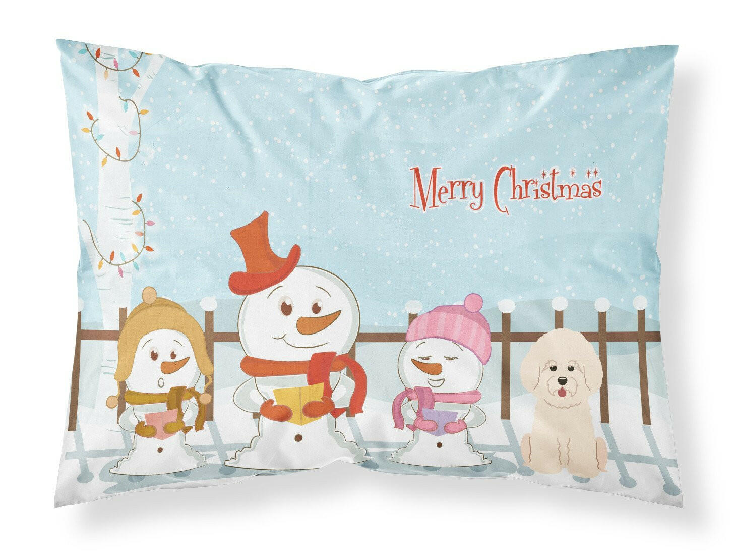 Merry Christmas Carolers Bichon Frise Standard Pillowcase Lightweight Super Soft Easy Care Decorative Artwork Pillowcase, Standard