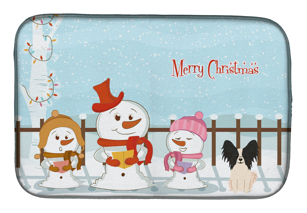 Merry Christmas Carolers Papillon Black White Dish Drying Mat Absorbent Dish Drying Mat Pad for Kitchen Counter Dish Drainer Mat for Countertop, 14 x 21", Multicolor