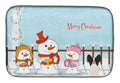 Merry Christmas Carolers Papillon Black White Dish Drying Mat Absorbent Dish Drying Mat Pad for Kitchen Counter Dish Drainer Mat for Countertop, 14 x 21", Multicolor