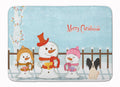 Merry Christmas Carolers Papillon Black White Memory Foam Kitchen Mat Machine Washable Anti-Fatigue Cushion Comfort Bath or Kitchen Rug