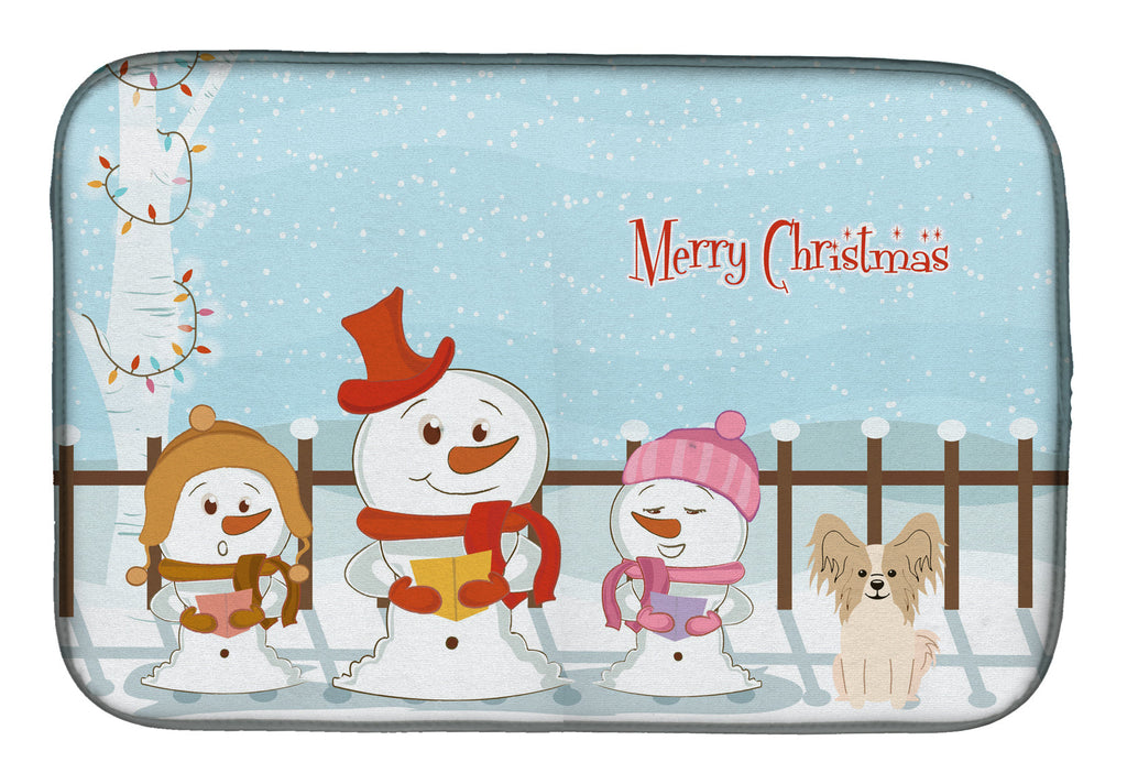 Merry Christmas Carolers Papillon Sable White Dish Drying Mat Absorbent Dish Drying Mat Pad for Kitchen Counter Dish Drainer Mat for Countertop, 14 x 21", Multicolor