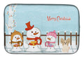 Merry Christmas Carolers Papillon Sable White Dish Drying Mat Absorbent Dish Drying Mat Pad for Kitchen Counter Dish Drainer Mat for Countertop, 14 x 21", Multicolor