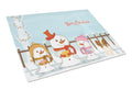 Merry Christmas Carolers Papillon Red White Cutting Board Tempered Glass Kitchen Cutting Surface, Heat Resistant Chopping, Non-Slip Feet, Food Prep & Serving