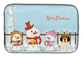 Merry Christmas Carolers Petit Basset Griffon Veenden Dish Drying Mat Absorbent Dish Drying Mat Pad for Kitchen Counter Dish Drainer Mat for Countertop, 14 x 21", Multicolor