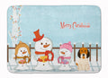 Merry Christmas Carolers Petit Basset Griffon Veenden Memory Foam Kitchen Mat Machine Washable Anti-Fatigue Cushion Comfort Bath or Kitchen Rug