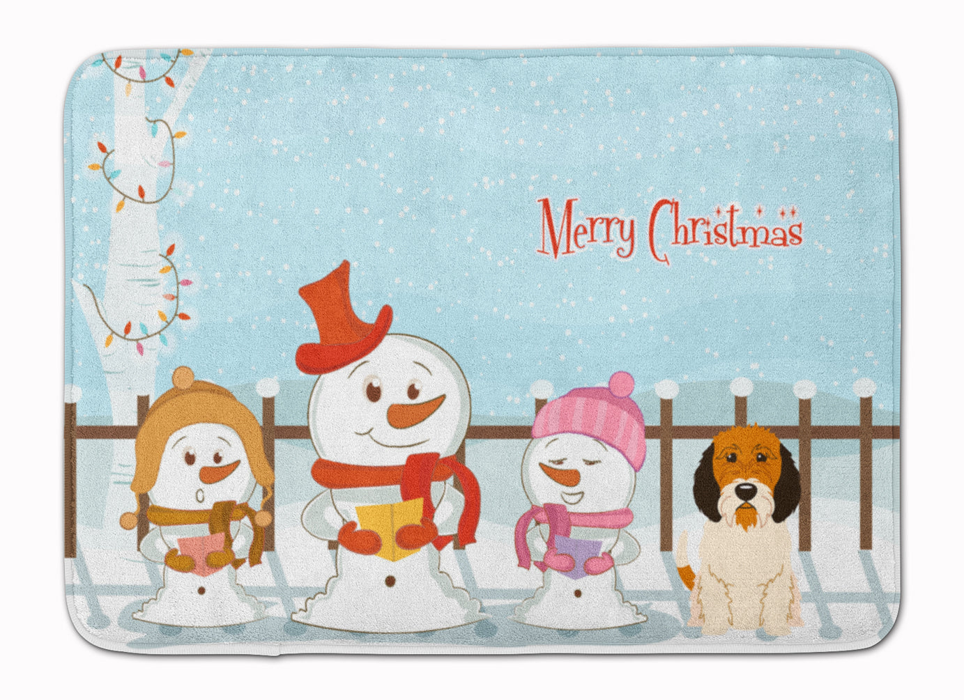 Merry Christmas Carolers Petit Basset Griffon Veenden Memory Foam Kitchen Mat Machine Washable Anti-Fatigue Cushion Comfort Bath or Kitchen Rug