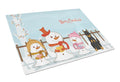 Merry Christmas Carolers Beauce Shepherd Dog Cutting Board Tempered Glass Kitchen Cutting Surface, Heat Resistant Chopping, Non-Slip Feet, Food Prep & Serving