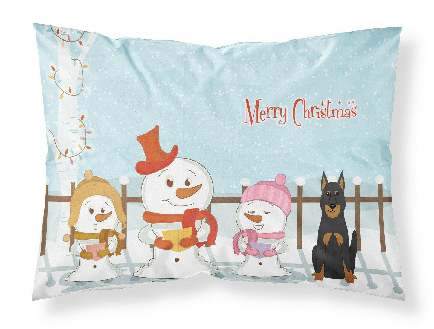 Merry Christmas Carolers Beauce Shepherd Dog Standard Pillowcase Lightweight Super Soft Easy Care Decorative Artwork Pillowcase, Standard