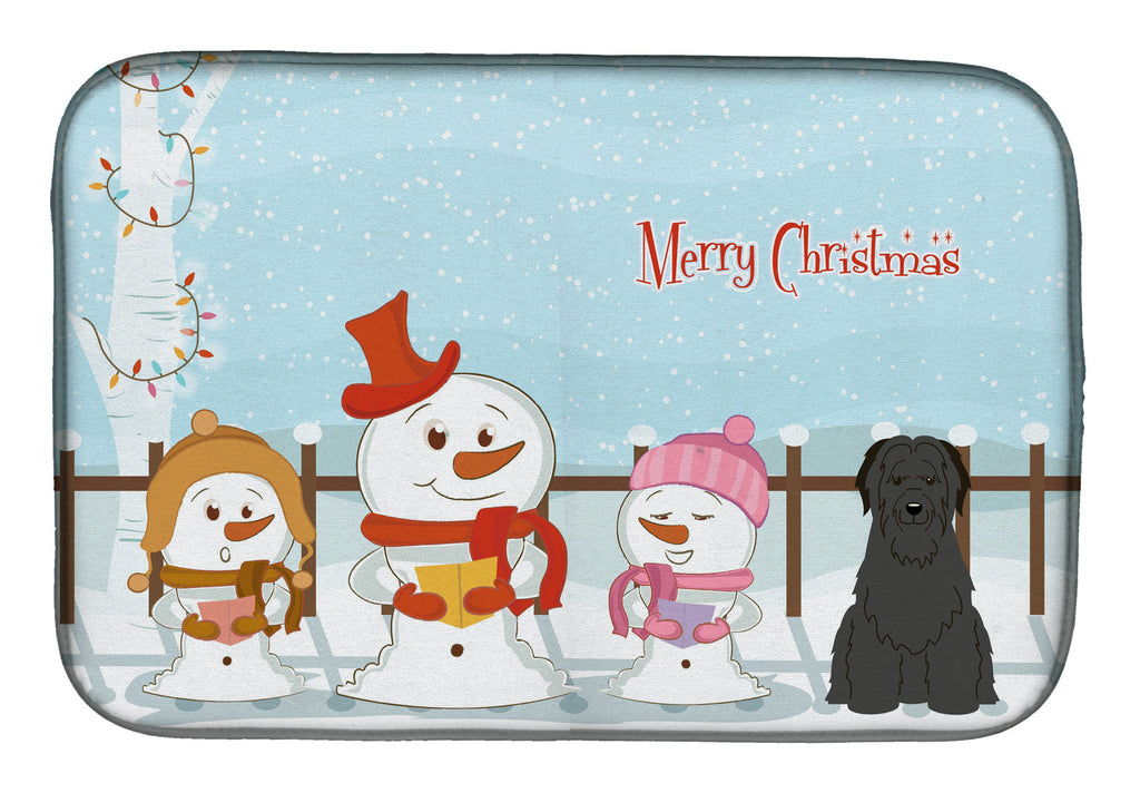 Merry Christmas Carolers Briard Black Dish Drying Mat Absorbent Dish Drying Mat Pad for Kitchen Counter Dish Drainer Mat for Countertop, 14 x 21", Multicolor