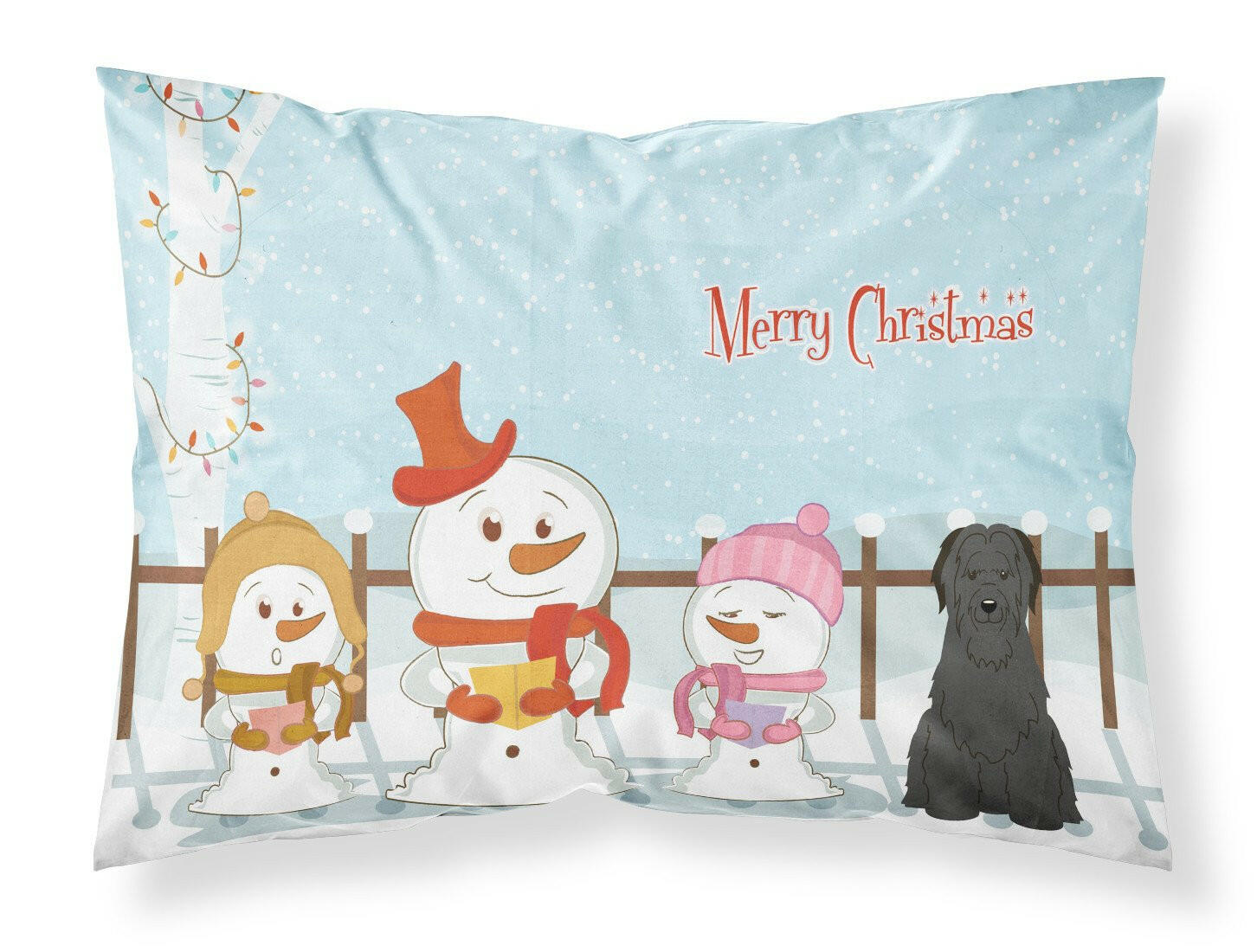 Merry Christmas Carolers Briard Black Standard Pillowcase Lightweight Super Soft Easy Care Decorative Artwork Pillowcase, Standard