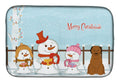 Merry Christmas Carolers Briard Brown Dish Drying Mat Absorbent Dish Drying Mat Pad for Kitchen Counter Dish Drainer Mat for Countertop, 14 x 21", Multicolor