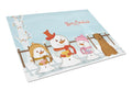 Merry Christmas Carolers Briard Brown Cutting Board Tempered Glass Kitchen Cutting Surface, Heat Resistant Chopping, Non-Slip Feet, Food Prep & Serving