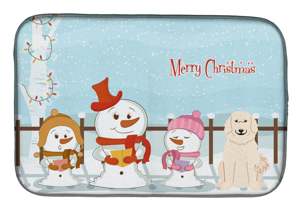 Merry Christmas Carolers Great Pyrenese Dish Drying Mat Absorbent Dish Drying Mat Pad for Kitchen Counter Dish Drainer Mat for Countertop, 14 x 21", Multicolor