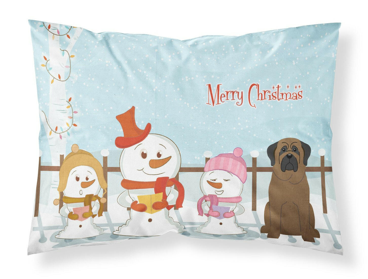 Merry Christmas Carolers Bullmastiff Standard Pillowcase Lightweight Super Soft Easy Care Decorative Artwork Pillowcase, Standard