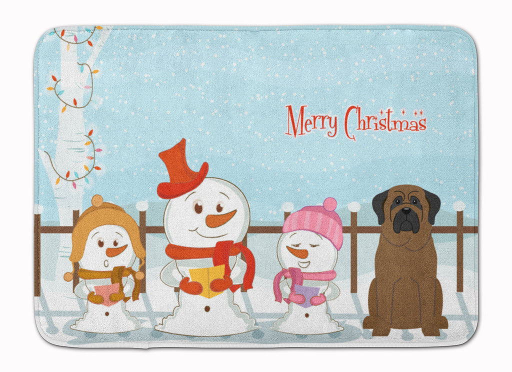 Merry Christmas Carolers Bullmastiff Memory Foam Kitchen Mat Machine Washable Anti-Fatigue Cushion Comfort Bath or Kitchen Rug