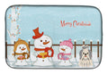 Merry Christmas Carolers Shih Tzu Silver White Dish Drying Mat Absorbent Dish Drying Mat Pad for Kitchen Counter Dish Drainer Mat for Countertop, 14 x 21", Multicolor
