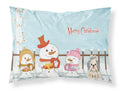 Merry Christmas Carolers Shih Tzu Silver White Standard Pillowcase Lightweight Super Soft Easy Care Decorative Artwork Pillowcase, Standard