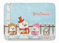 Merry Christmas Carolers Shih Tzu Silver White Memory Foam Kitchen Mat Machine Washable Anti-Fatigue Cushion Comfort Bath or Kitchen Rug