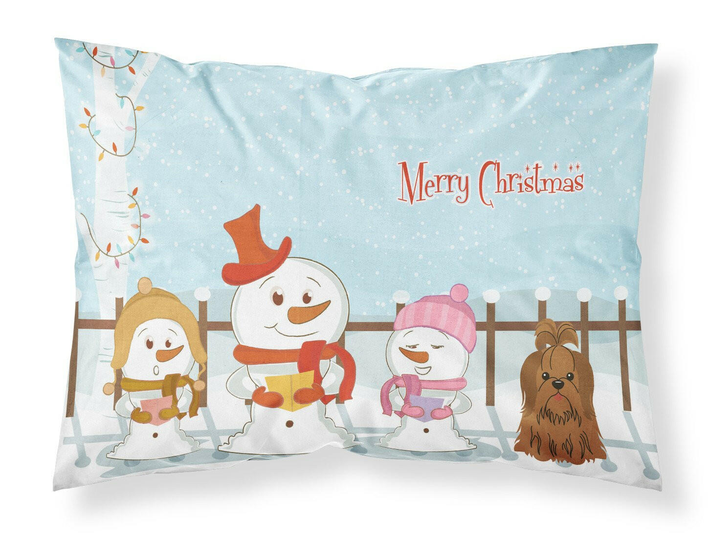 Merry Christmas Carolers Shih Tzu Chocolate Standard Pillowcase Lightweight Super Soft Easy Care Decorative Artwork Pillowcase, Standard
