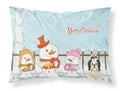 Merry Christmas Carolers Shih Tzu Black White Standard Pillowcase Lightweight Super Soft Easy Care Decorative Artwork Pillowcase, Standard