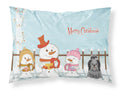Merry Christmas Carolers Shih Tzu Black Silver Standard Pillowcase Lightweight Super Soft Easy Care Decorative Artwork Pillowcase, Standard