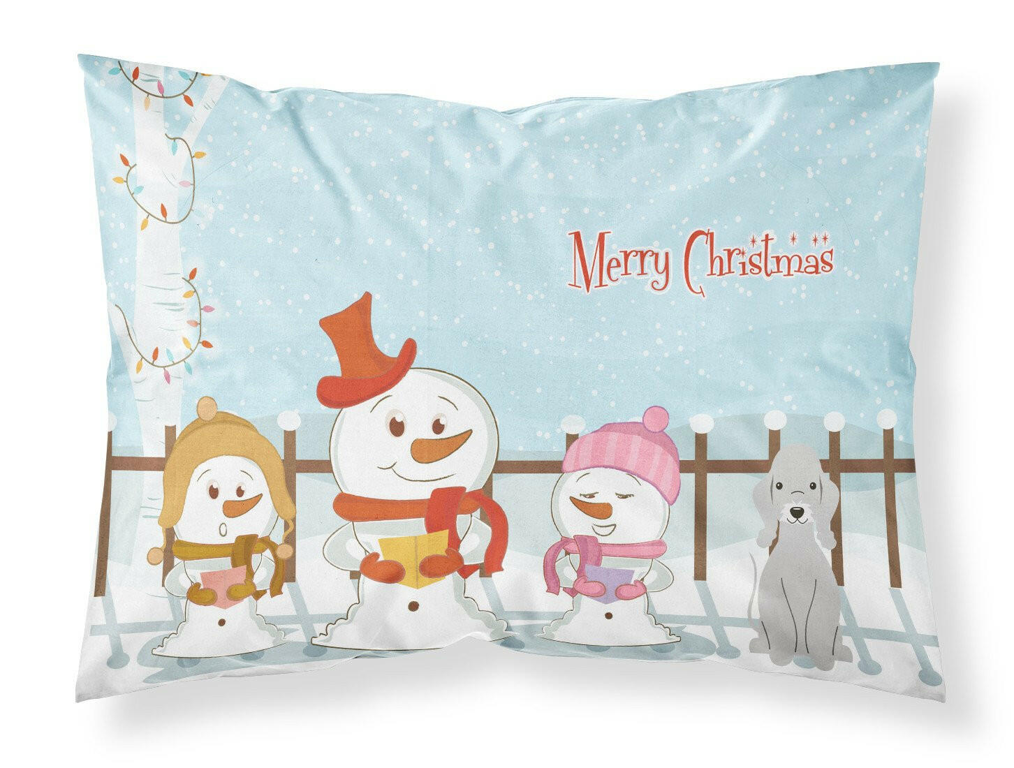 Merry Christmas Carolers Bedlington Terrier Blue Standard Pillowcase Lightweight Super Soft Easy Care Decorative Artwork Pillowcase, Standard