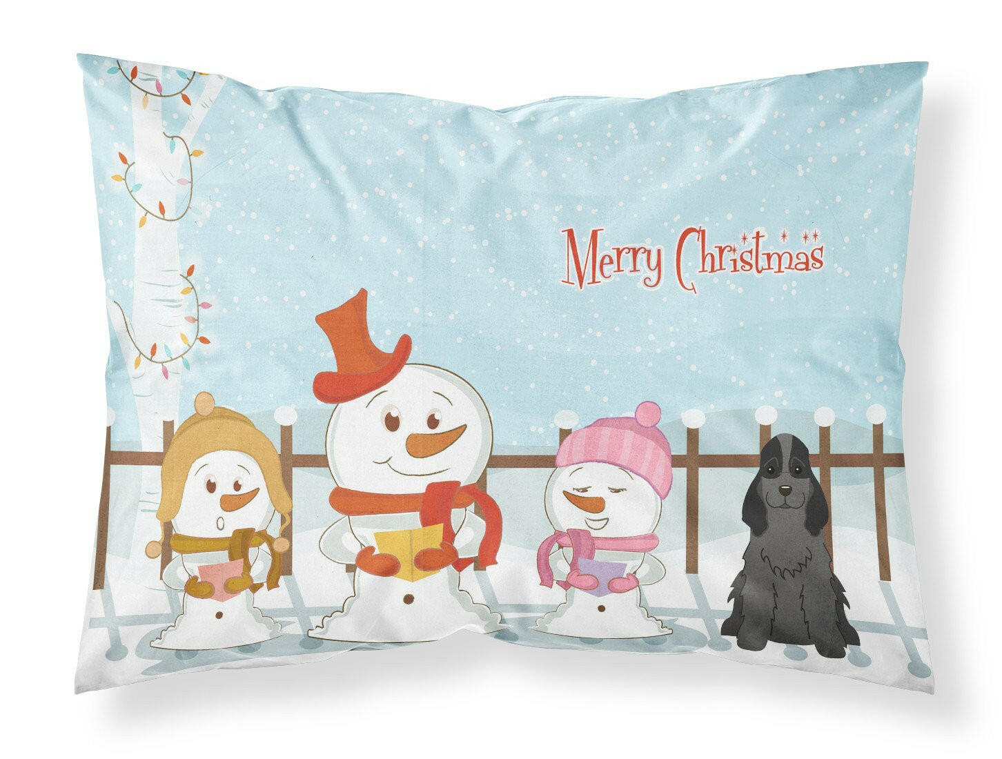 Merry Christmas Carolers Cocker Spaniel Black Standard Pillowcase Lightweight Super Soft Easy Care Decorative Artwork Pillowcase, Standard