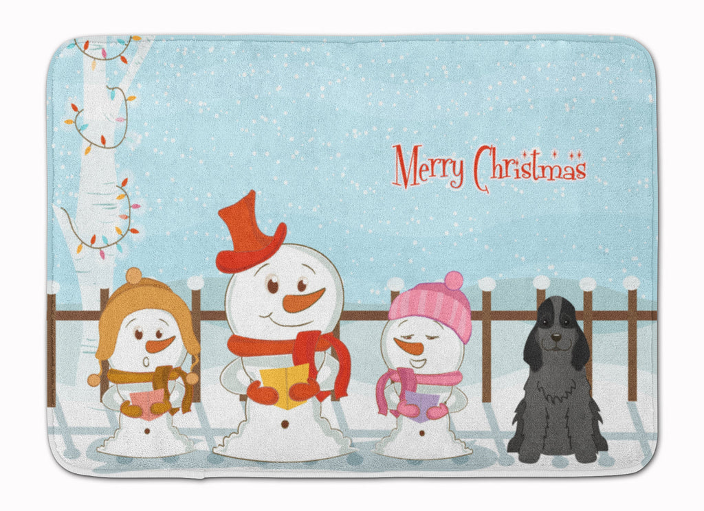 Merry Christmas Carolers Cocker Spaniel Black Memory Foam Kitchen Mat Machine Washable Anti-Fatigue Cushion Comfort Bath or Kitchen Rug