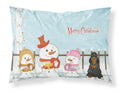 Merry Christmas Carolers Cocker Spaniel Black Tan Standard Pillowcase Lightweight Super Soft Easy Care Decorative Artwork Pillowcase, Standard