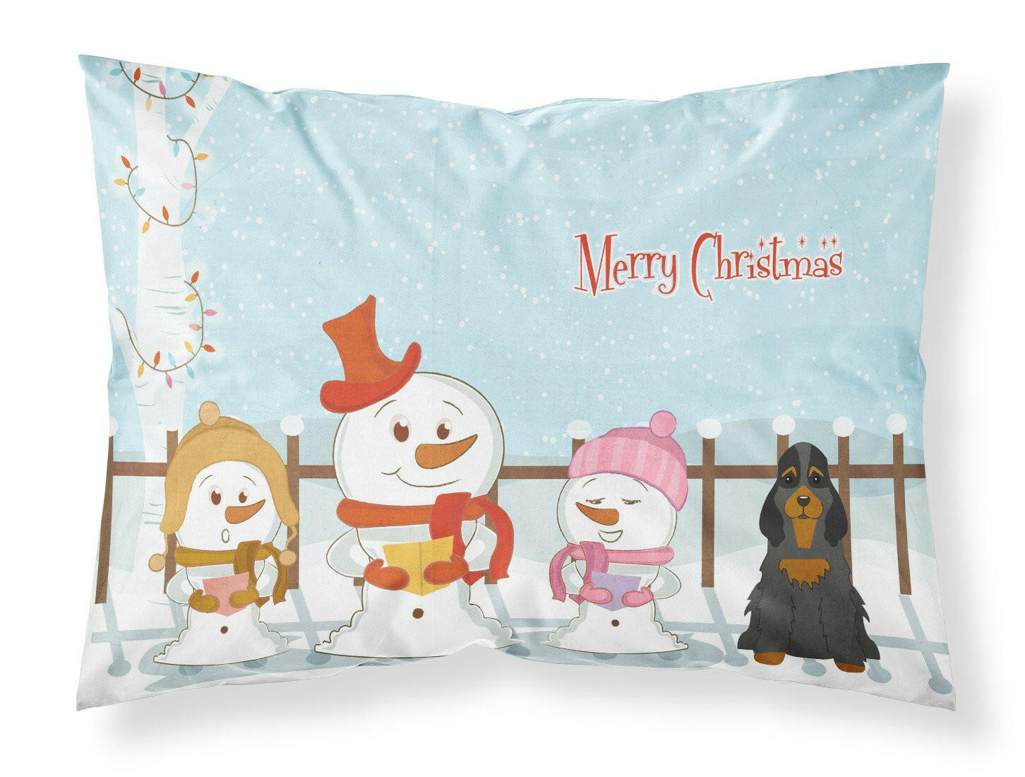 Merry Christmas Carolers Cocker Spaniel Black Tan Standard Pillowcase Lightweight Super Soft Easy Care Decorative Artwork Pillowcase, Standard