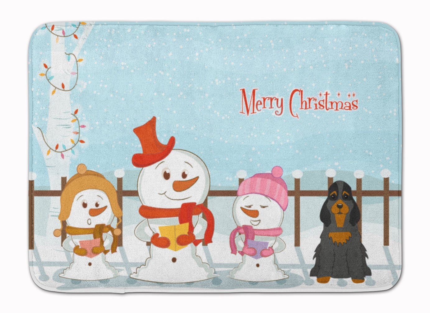 Merry Christmas Carolers Cocker Spaniel Black Tan Memory Foam Kitchen Mat Machine Washable Anti-Fatigue Cushion Comfort Bath or Kitchen Rug