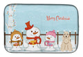 Merry Christmas Carolers Cocker Spaniel Buff Dish Drying Mat Absorbent Dish Drying Mat Pad for Kitchen Counter Dish Drainer Mat for Countertop, 14 x 21", Multicolor
