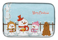 Merry Christmas Carolers Cocker Spaniel Red Dish Drying Mat Absorbent Dish Drying Mat Pad for Kitchen Counter Dish Drainer Mat for Countertop, 14 x 21", Multicolor