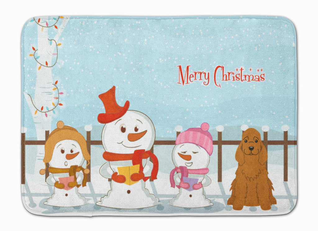Merry Christmas Carolers Cocker Spaniel Red Memory Foam Kitchen Mat Machine Washable Anti-Fatigue Cushion Comfort Bath or Kitchen Rug