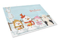 Merry Christmas Carolers Old English Sheepdog Cutting Board Tempered Glass Kitchen Cutting Surface, Heat Resistant Chopping, Non-Slip Feet, Food Prep & Serving