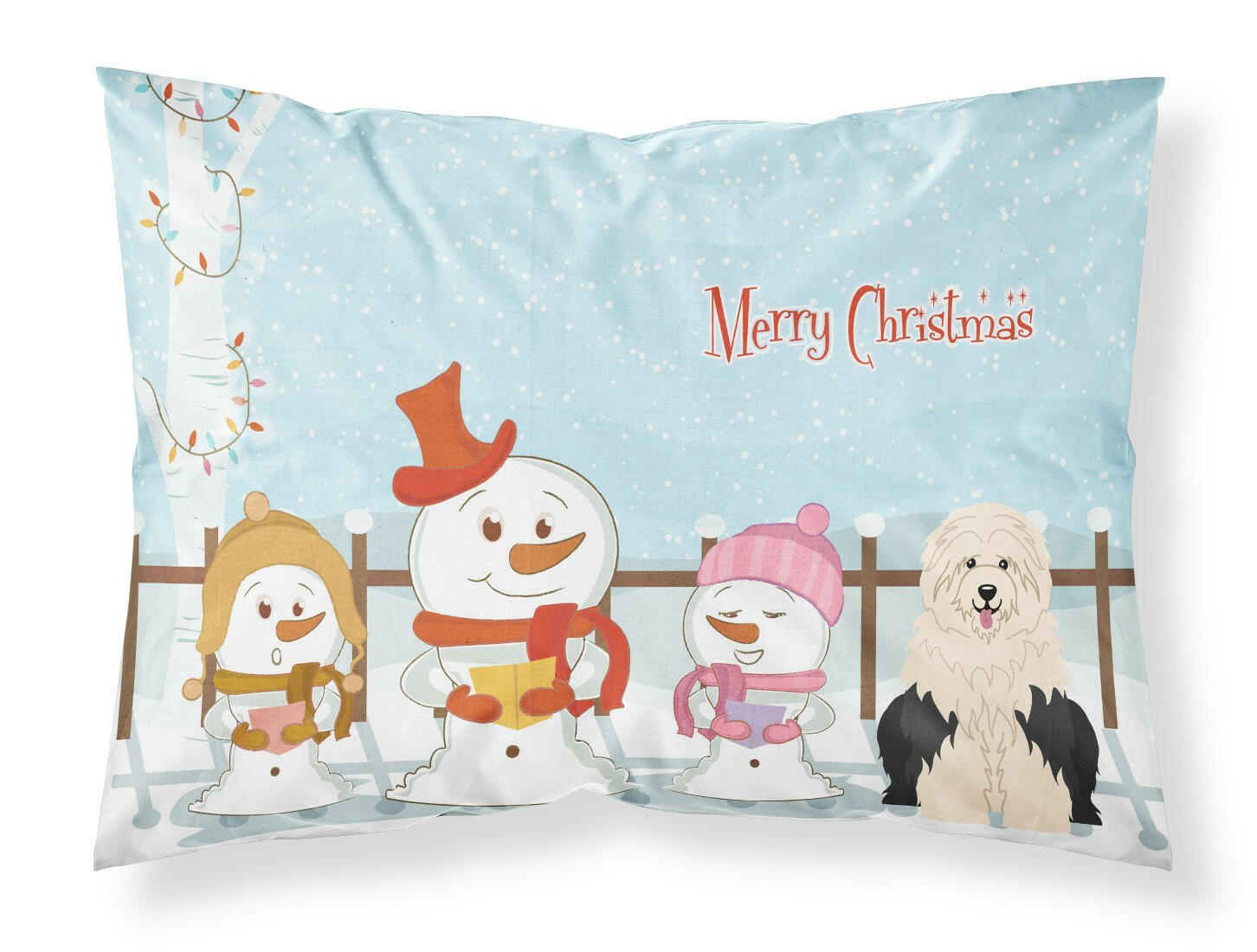 Merry Christmas Carolers Old English Sheepdog Standard Pillowcase Lightweight Super Soft Easy Care Decorative Artwork Pillowcase, Standard