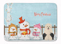 Merry Christmas Carolers Old English Sheepdog Memory Foam Kitchen Mat Machine Washable Anti-Fatigue Cushion Comfort Bath or Kitchen Rug